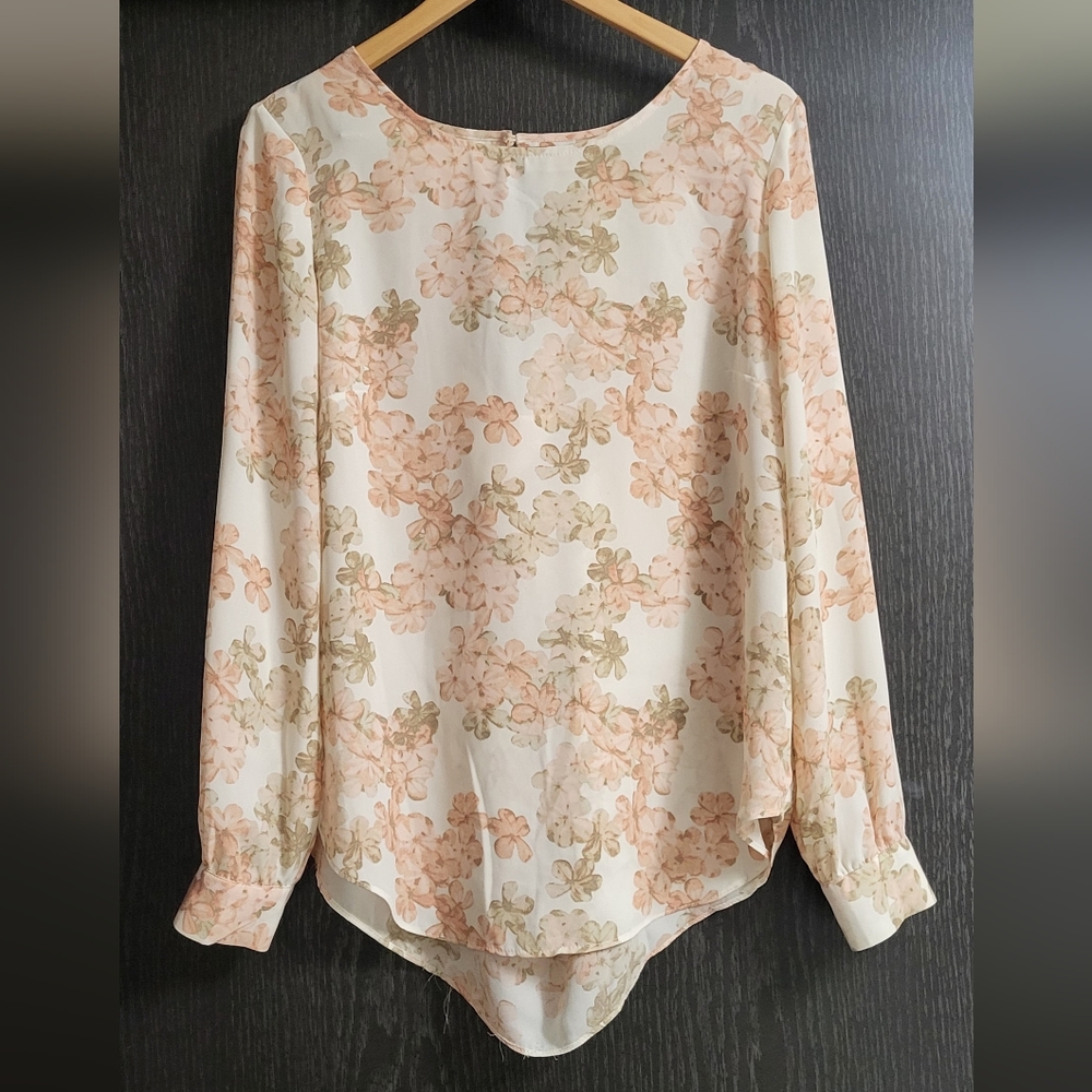 Vintage Floral Blouse in Cream and Pink